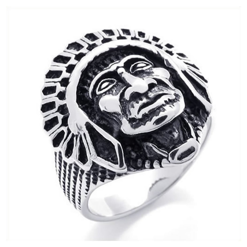 KONOV Men's Vintage Stainless Steel Native American Indian Ring