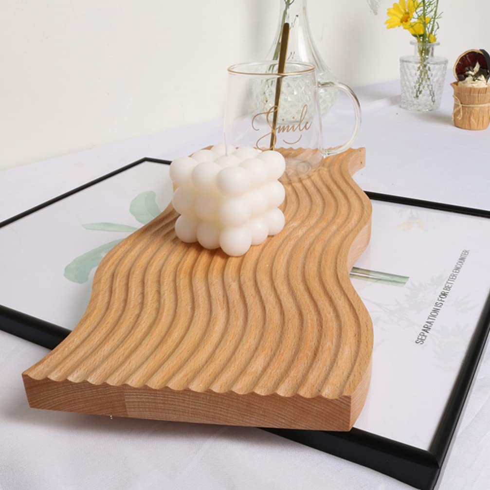 SOLUSTRE Vassoio da Portata in Legno Portafrutta in Legno Rustico Vassoio da Caffè per Frutta Snack Cibo Decorativo per Cucina Sala da Pranzo Ufficio