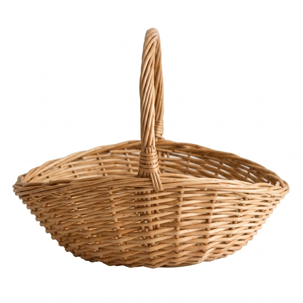 Cestini da picnic in vimini, cestino in vimini di salice naturale con manico per frutta, deposito da campeggio all'aperto, piccolo
