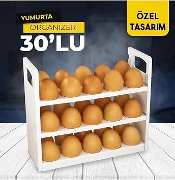 ARVALE Egg Cup Refrigerator Shelf Organizer 30-Piece Egg Box
