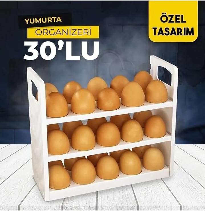 ARVALE Egg Cup Refrigerator Shelf Organizer 30-Piece Egg Box