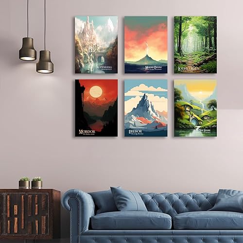 Miniatura 8 de Mordor - Póster vintage de película de viaje de la Tierra Media, kit de collage de carteles de paisaje de la Tierra Media, impresión en lienzo,