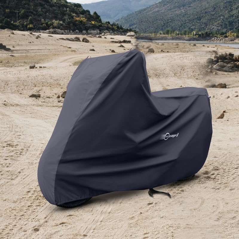 Image of Neodrift 'SuperMax' Bike Cover Suitable for Harley Davidson Roadster (All-Weather Motorcycle Protection, Water & UV Resistant, Windproof) (Colour: Dark Grey - Black)