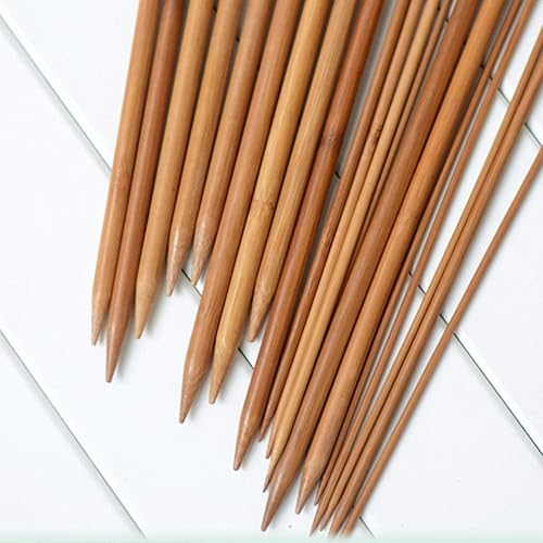 Miniatura 4 de Milisten Juego de agujas de tejer de bambú de 36 Uds., kit de agujas rectas para suéter de punto carbonizado, agujas de tejer profesionales de
