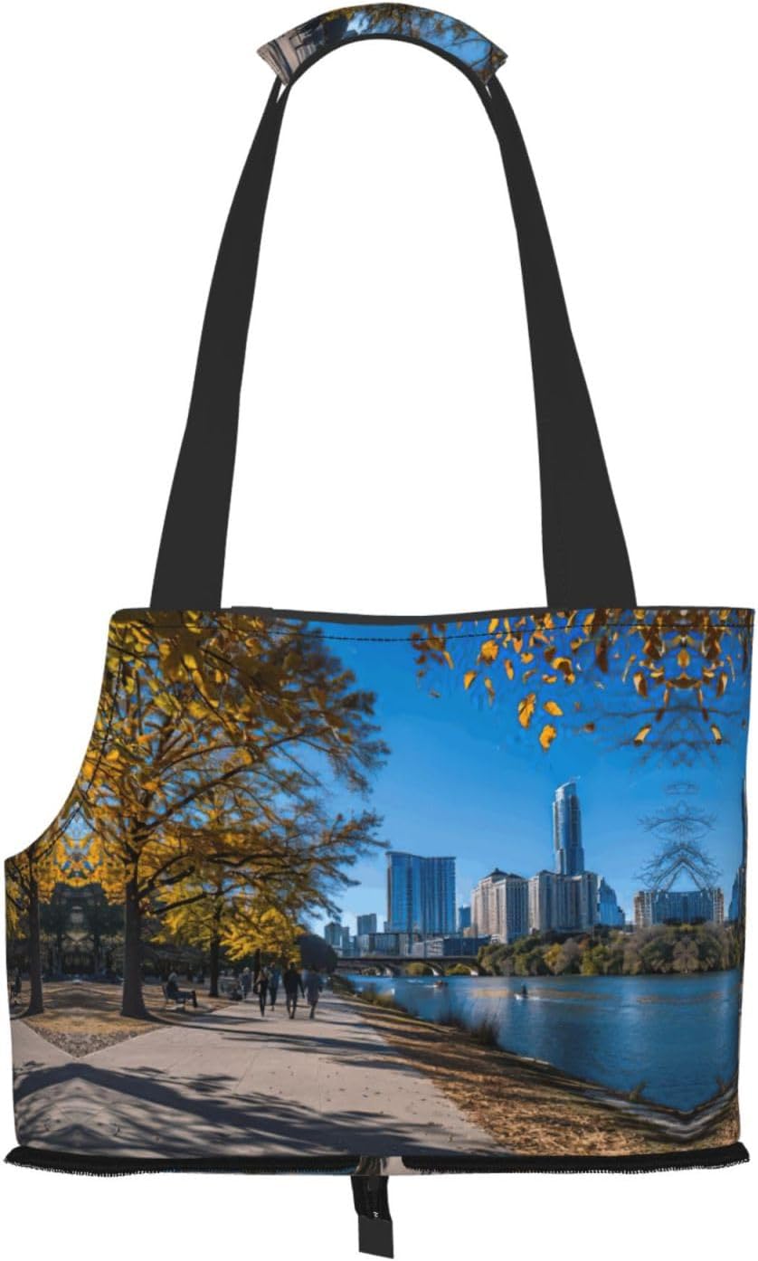 Austin Texas Print Portable Foldable Shoulder Bag for Travel,with Collar Hook and Handle Pad,Cute Stylish Design