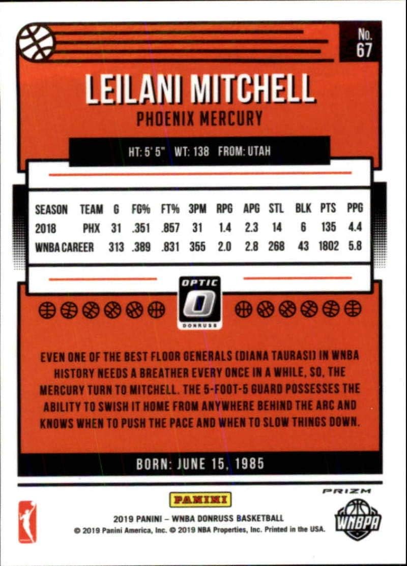 2019 Donruss WNBA Optic Holo #67 Leilani Mitchell Phoenix Mercury Official Panini Basketball Card