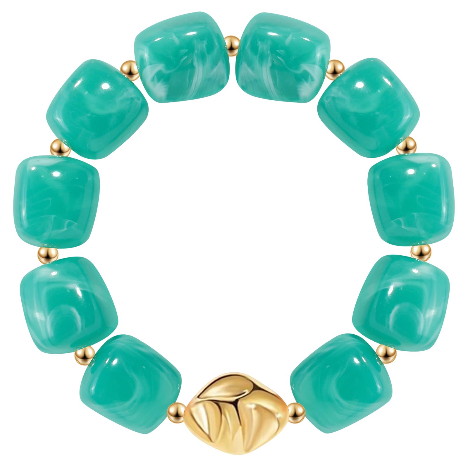 Braccialetto con perline grosse da donna, multicolore, con grandi perline in resina acrilica, elastico e allungabile, braccialetti alla moda e di tendenza, gioielli boho per vacanze estive al mare.