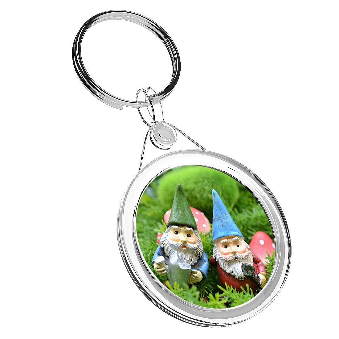 Destination Vinyl Keyrings 1 x Cute Outdoors Garden Gnome - Keyring IR02 Dad Kids Birthday 14596