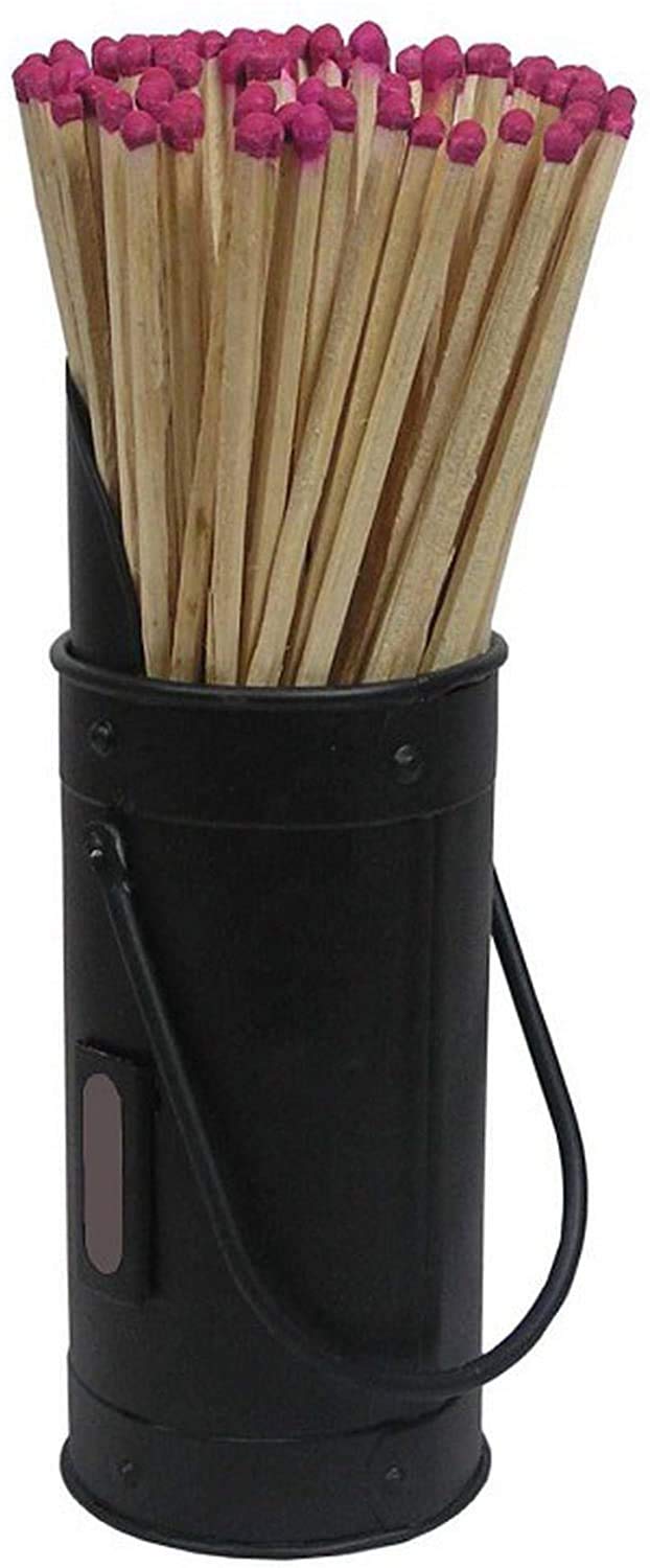Inglenook Fireside Black Metal Match Holder With Long Matches