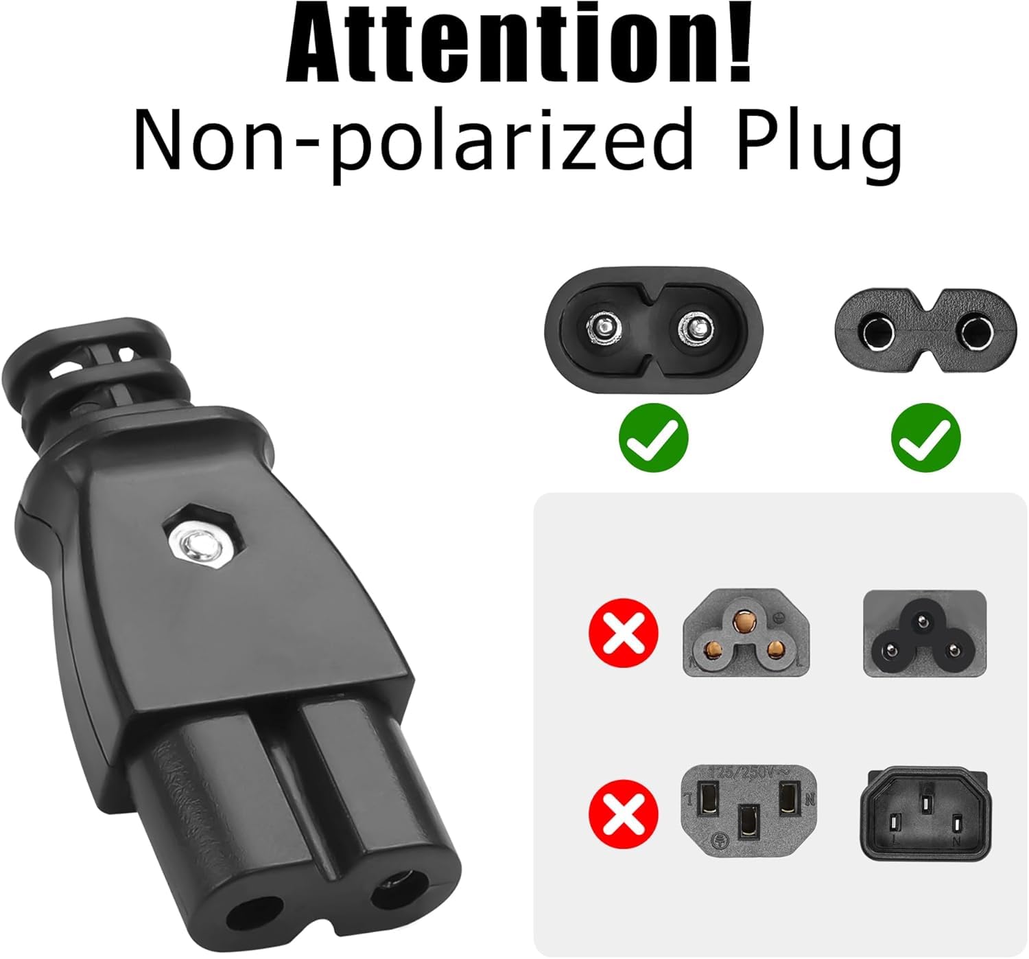 Spina Maschio Da IEC 320 C8 A C9 Presa Femmina A 2 Pin Connettore Adattatore Da - Foto 3