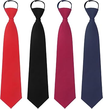 Luckyvestir Ties for Women, School Ties for Girls, Adjustable Black/Red Pre-tied Zipper Tie for Uniforms, 14" x 3.15"