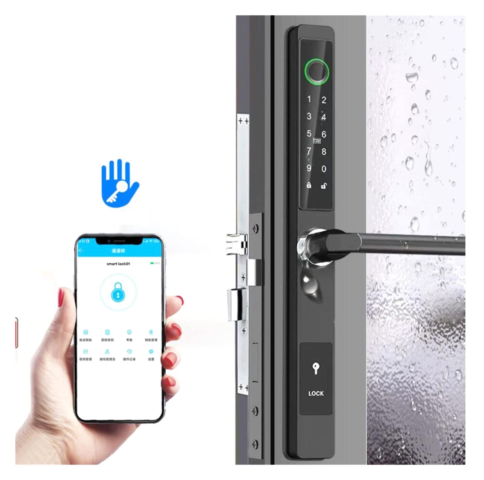 TTLock - Cerradura inteligente de aluminio para puerta corredera con contraseña de diseño delgado