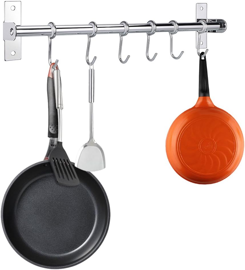 Amazon.co.jp Sumnacon 40cm Pot Pan Rack, Wall Mounted Stainless Steel