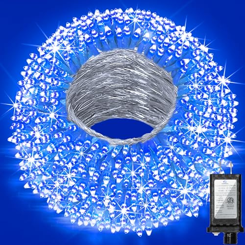 470ft Outdoor Christmas Lights, 1500 LED Super Long String Lights 12 Modes & Timer Memory, Dimmable Outsite Waterproof Light Strings for Xmas Tree Garden Wedding Party Holiday Decorations Blue
