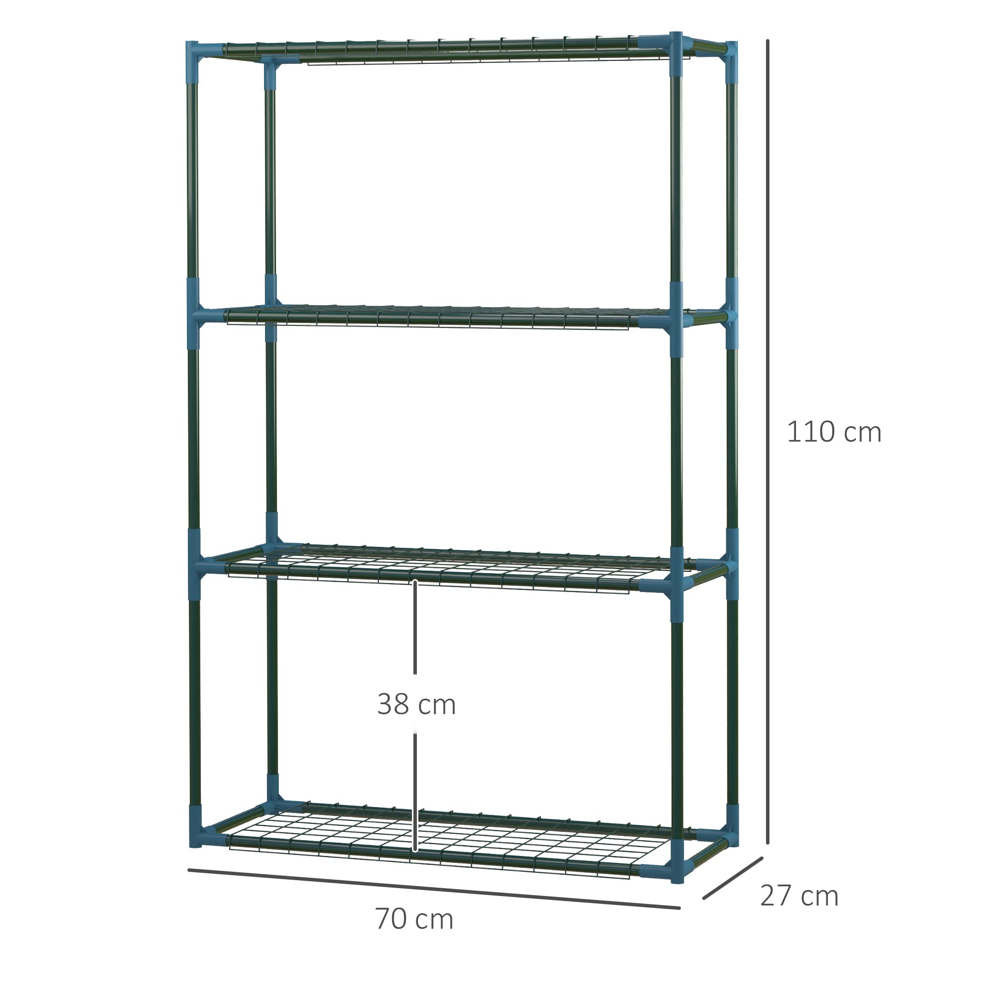 Outsunny Lot de 2 Étagères à Fleurs en acier 4 Niveaux Intérieur et Extérieur, support de plantes étagère à plantes pour Jardin, Balcon, Salon, 70 x 27 x 110 cm, vert