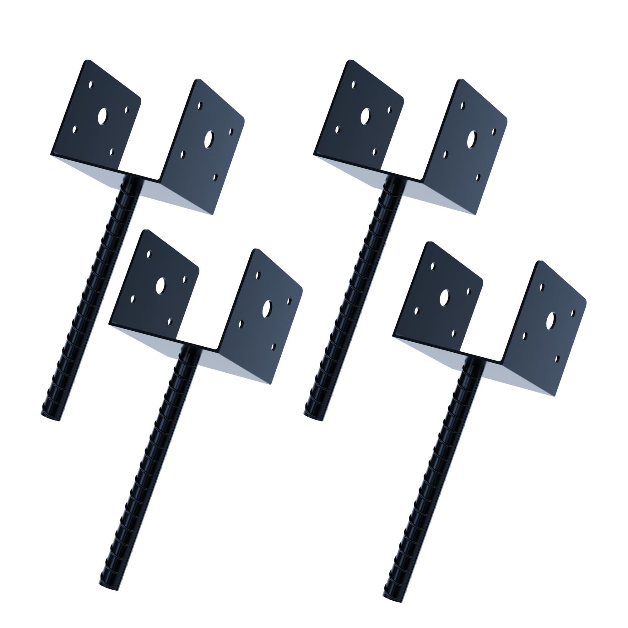 Soportes para postes de valla negros de 6x6, paquete de 4 bases en U para suelo de hormigón