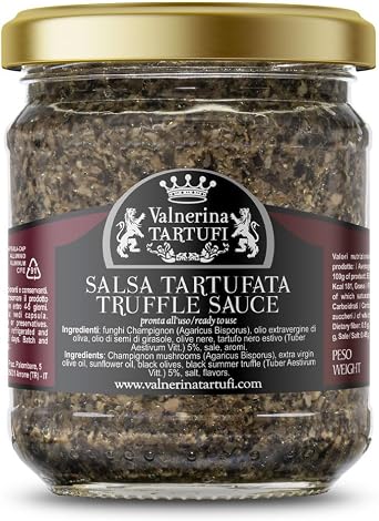 Valnerina Tartufi Truffle Sauce Original Recipe | Tartufata Sauce with Mushrooms, 5% Summer Black Truffles | Jar 180 gr.