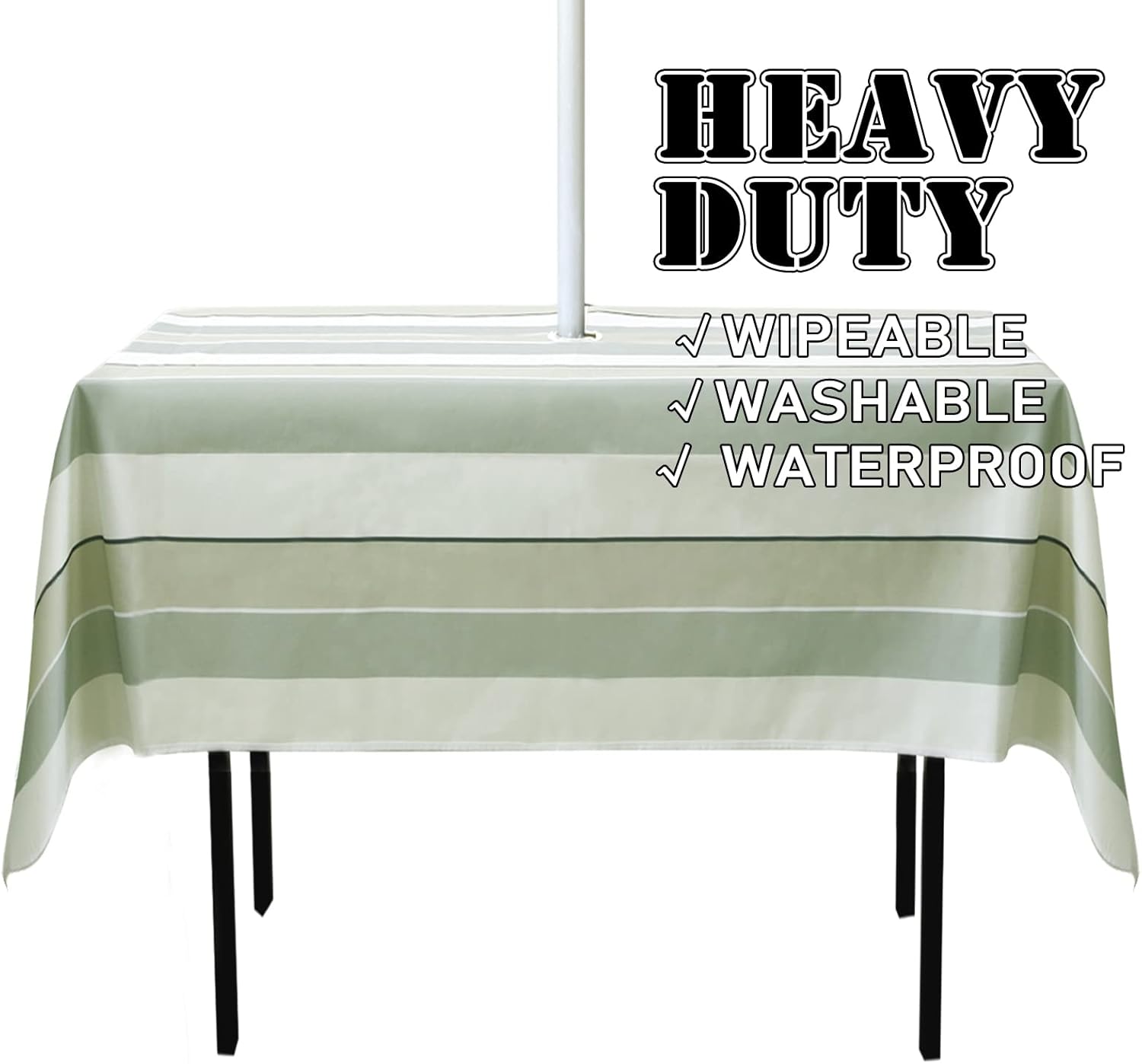 Square Outdoor Tablecloth Square with Umbrella Hole with Zipper Waterproof, Summer Vinyl Table Cover for Picnic Garden, 60" L *60" W Nautical