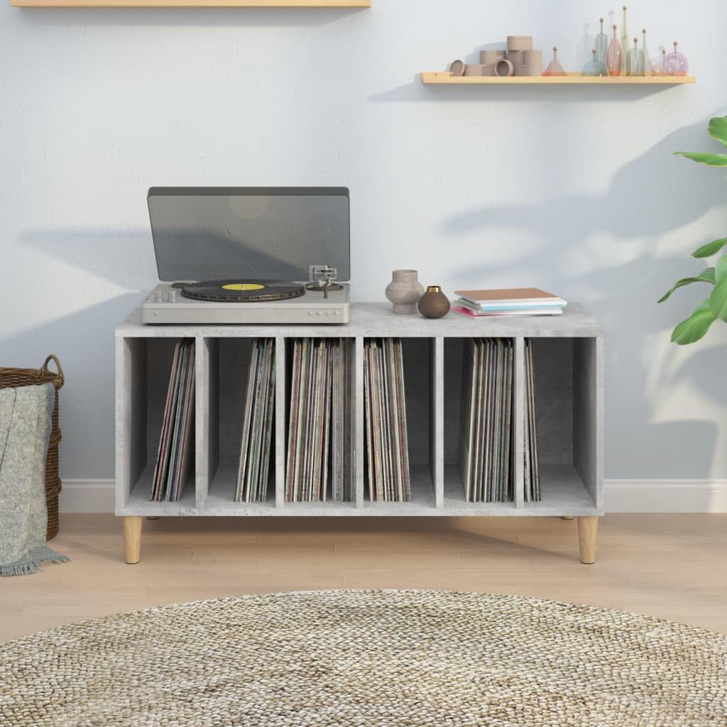 Festnight Porta Dischi Vinile, Libreria per Soggiorno, Mobile da Ingresso, in Legno Multistrato Grigio Cemento 100x38x48 cm