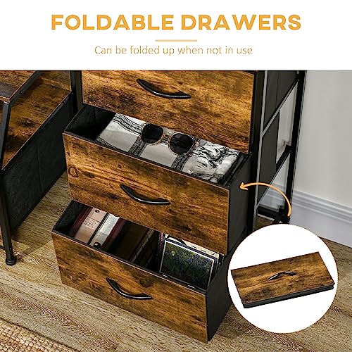 image for HOMCOM Industrial Storage Cabinet, Fabric Chest of Drawers with Displa