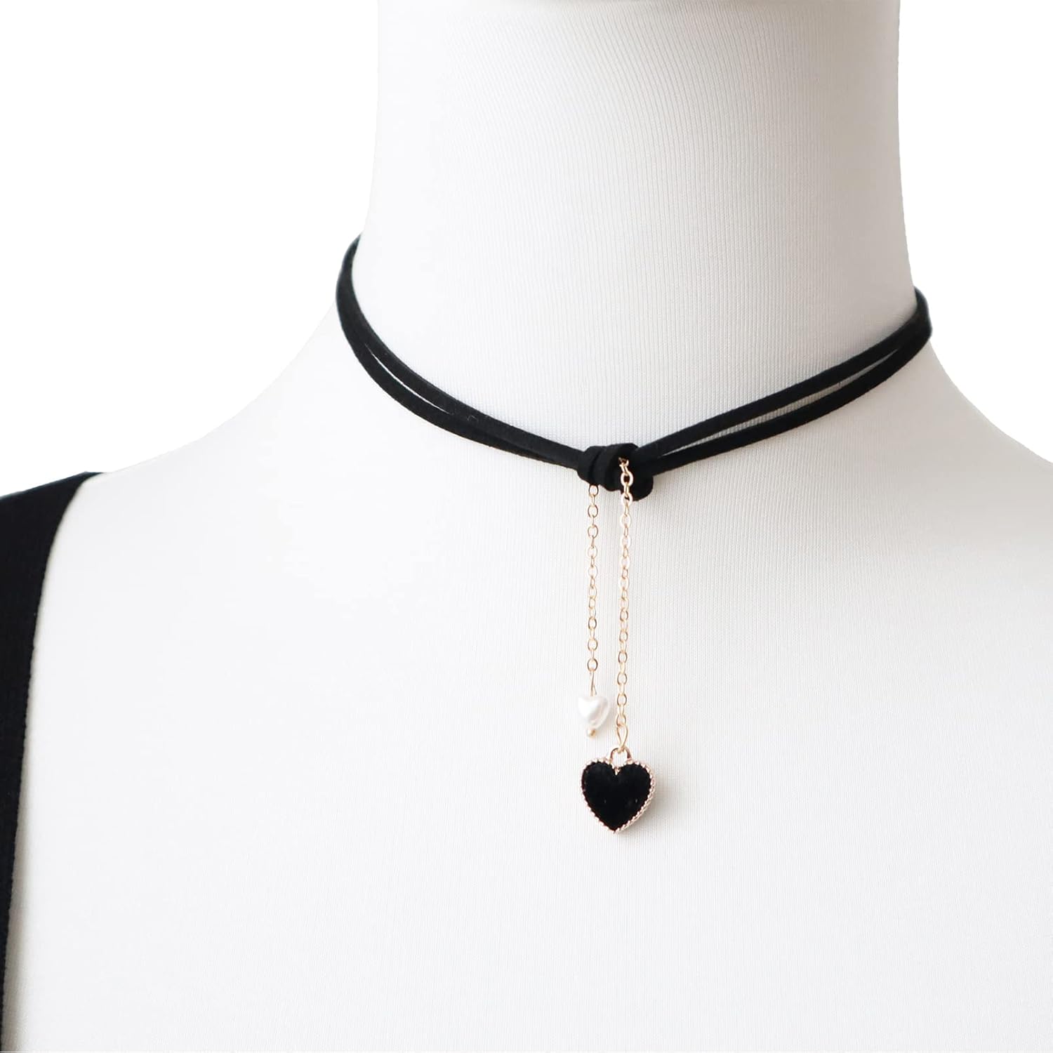 2PCS Heart Choker Necklace Classic Collar Necklaces for Women and Girls Velvet Black Chocker Necklace - Image 5
