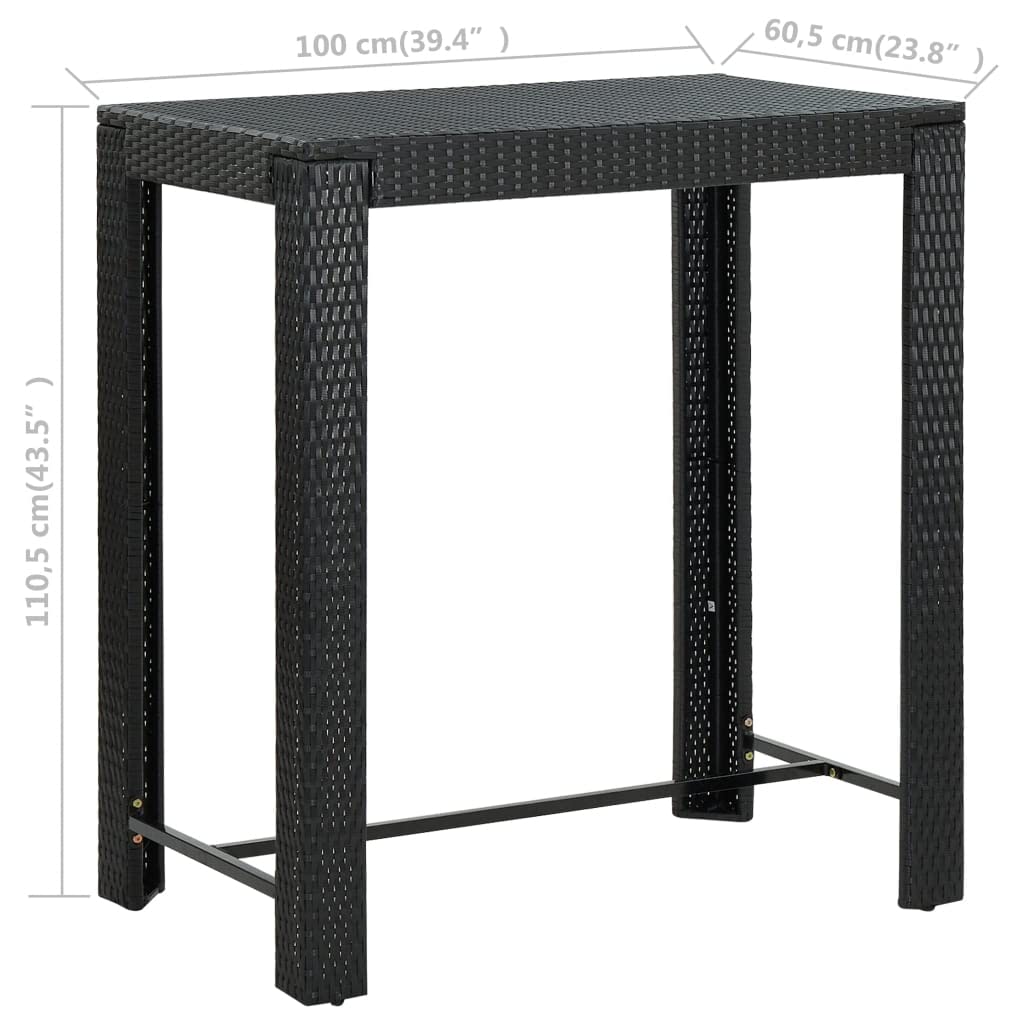 vidaXL Set Bar da Giardino 5 pz con Cuscini Polyrattan Nero