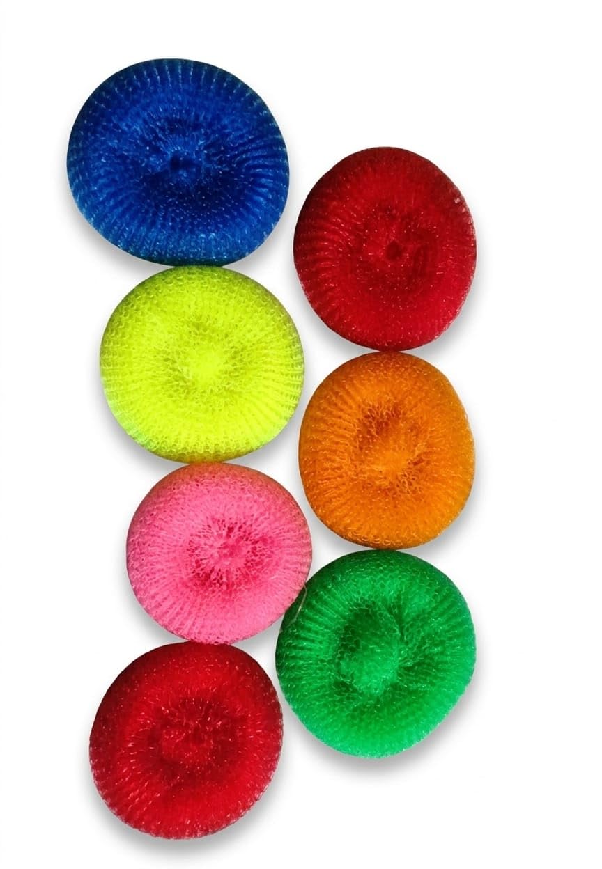 Multicolor Nylon Dishwashing Scrubber Pads Set | Heavy Duty Kitchen Cleaning Scrub Sponge | Non-Scratch Utensil Cleaner for Plates, Pots & Pans | Reusable Durable (4, Multicolor, Medium)-image-44