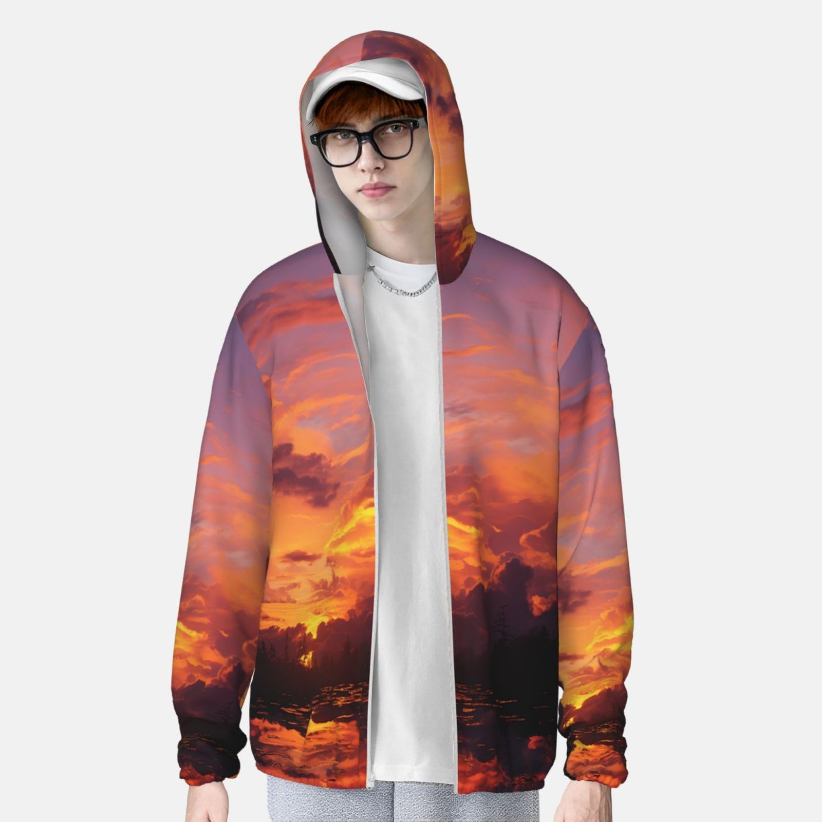 Women's Sun Protection Hoodie Jacket Sun Protection Clothing for Men Sunset at Dusk Women Run Shirt X-Large