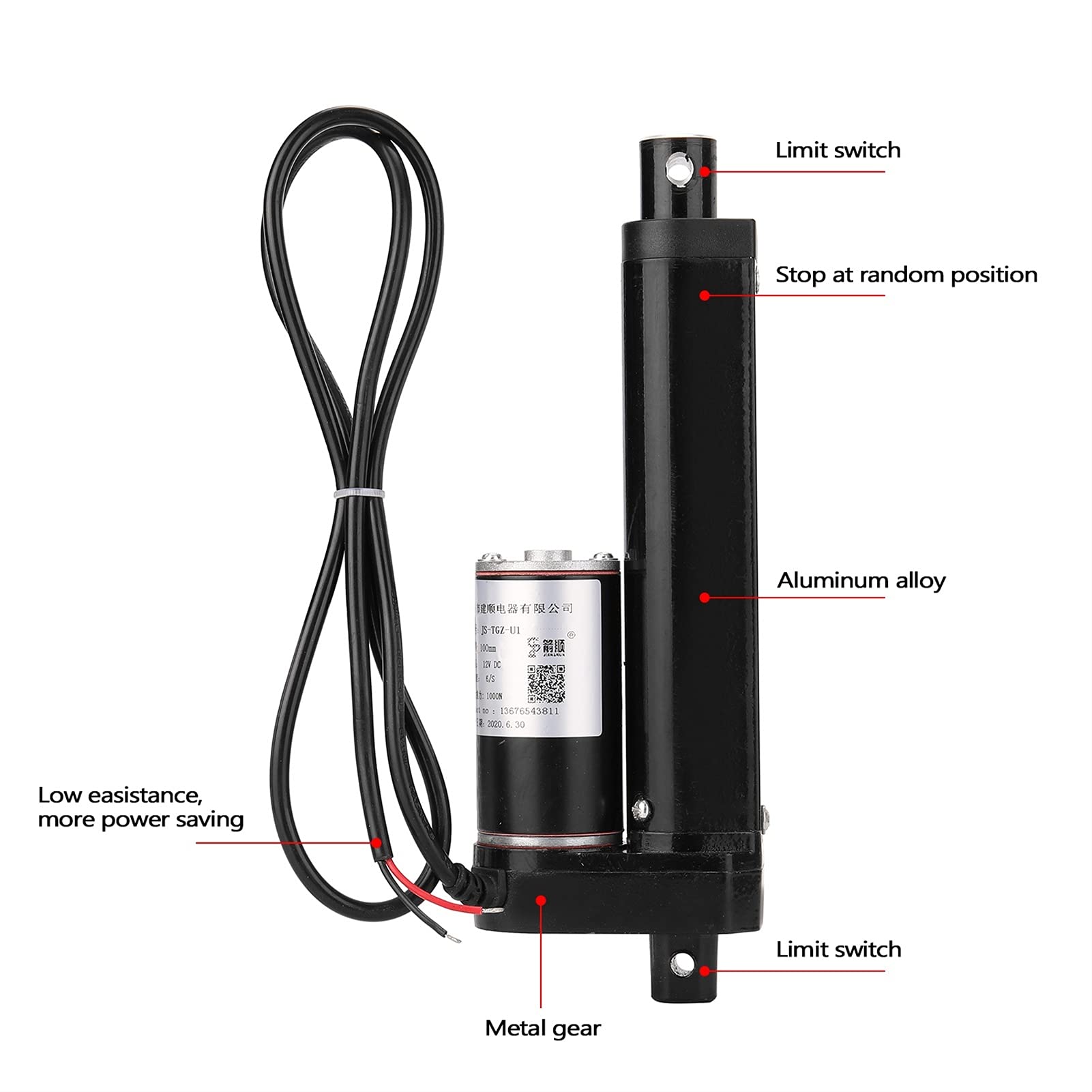 1000N Convinient Electric Linear Siłownik Liniowy Liniowy sterownik ruchu 50/100/150/200/250/300/400/500 mm z wyłącznikiem limitu(Stroke length 300mm)