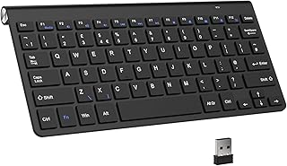PINKCAT 2.4G Wireless Keyboard, Ultra Slim Ergonomic Compact Portable Keyboard with Media Hotkeys for Computer Desktop PC Laptop Surface Smart TV Notebook and Windows, Black