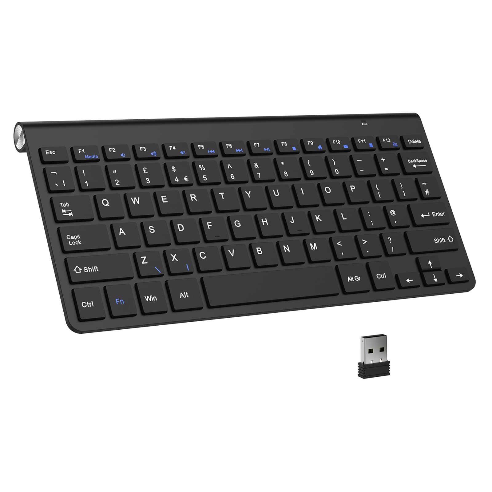 PINKCAT2.4G Wireless Keyboard, Ultra Slim Ergonomic Compact Portable Keyboard with Media Hotkeys for Computer Desktop PC Laptop Surface Smart TV Notebook and Windows, Black