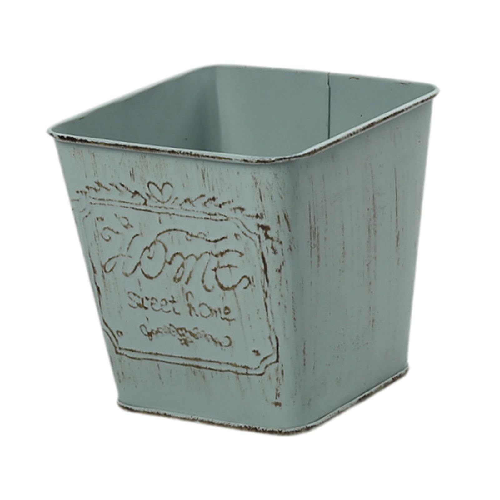 UJEAVETTE Iron Sculpture Indoor Plants Decorative Flower Pot for Office Desktop Garden Square Blue-image-28