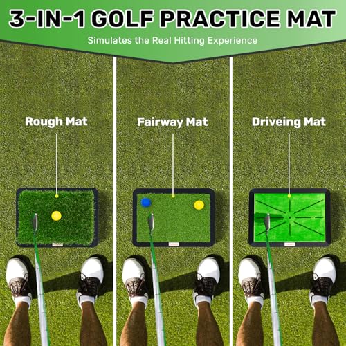 Golf Hitting Mats with 3 Replaceable Surfaces