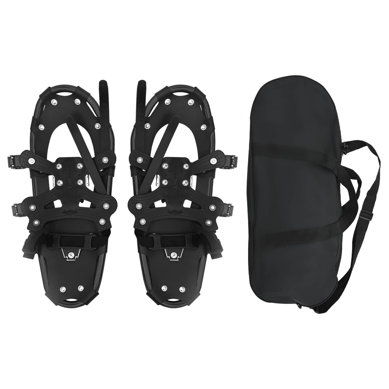 vidaXL Ciaspole 3 in 1 Nero 53,5 x 21 cm Alluminio e HDPE, Ciaspole in alluminio per il giardino, attrezzatura outdoor regolabile, accessori moderni per camminare sulla neve