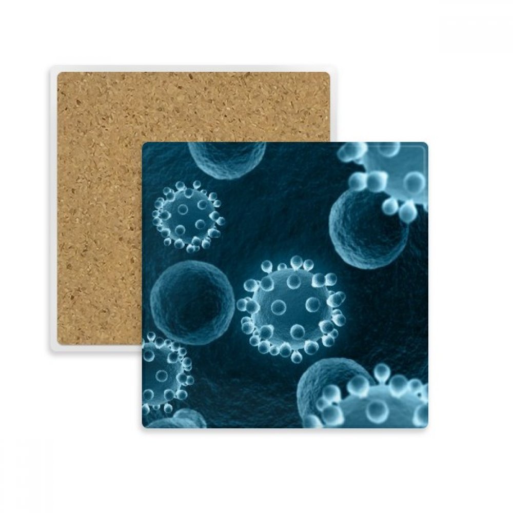 Coaster carré bleu avec motif cellule dessous de verre absorbant pour tasse