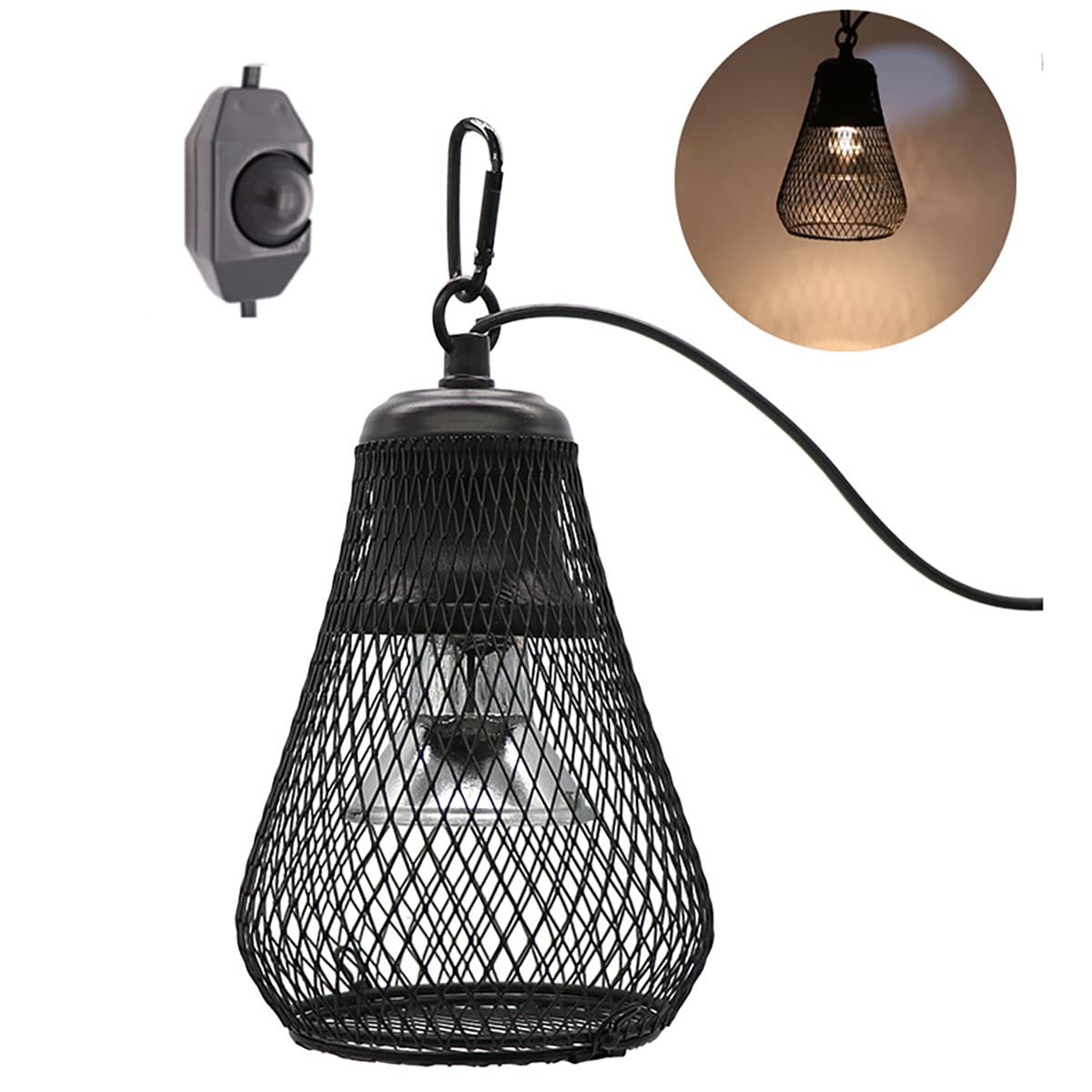 Lámpara De Calor De Reptil, Lámparas De Calor De Cerámica con Termostato, para Dragón Barbudo, Lagarto, Tortuga, Serpiente,75W