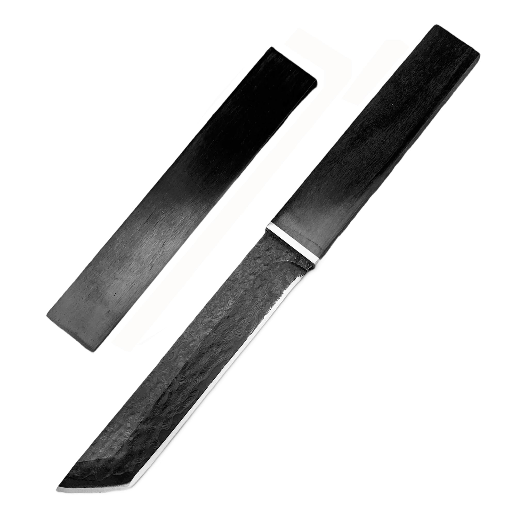 HUAAO 10.3’’ Japanese Style Katana, Fixed Blade Knife with VG10 Damascus Steel Blade and Ebony handle, Suitable for Camping Hunting Tactical Army Survival