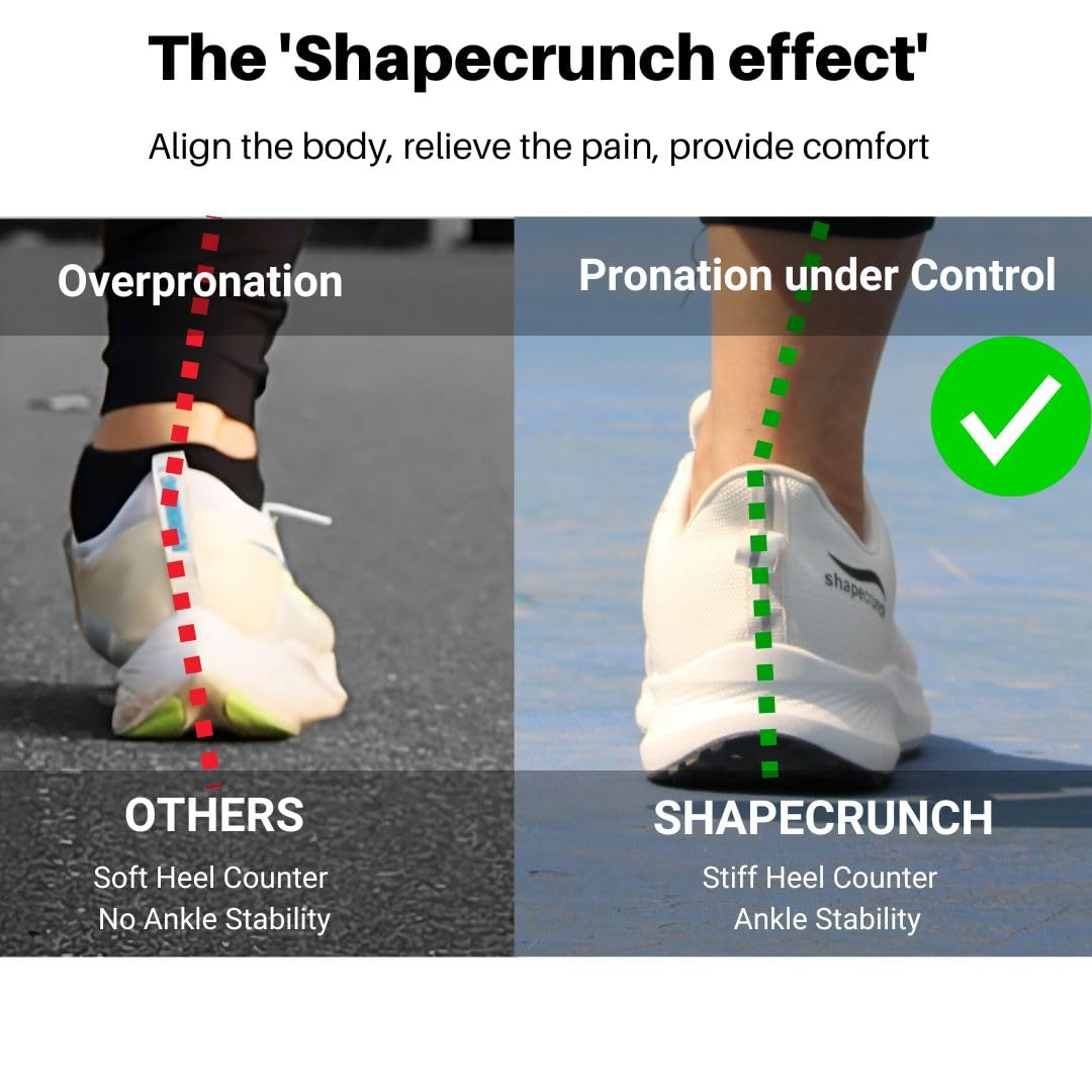 SHAPECRUNCH Zapatos de soporte de arco con plantillas acolchadas suaves para hombre para caminar y correr, cómodos y elegantes