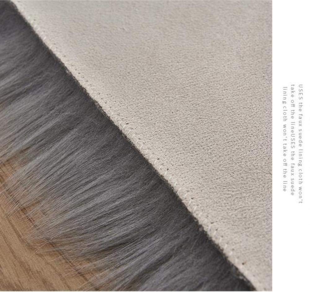 WEIDD Peau de Mouton synthétique,Cozy Sensation comme véritable Laine Tapis en Fourrure synthétique, Man-Made Luxe Laine Tapis de Canapé Coussin ，Pointe Grise sur Blanc 90x150cm en Forme