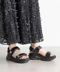 RANDA ブラック モノグラムスポーツサンダル 厚底 M 23~24 ランダ RANDA モノグラムスポーツサンダル （BLACK