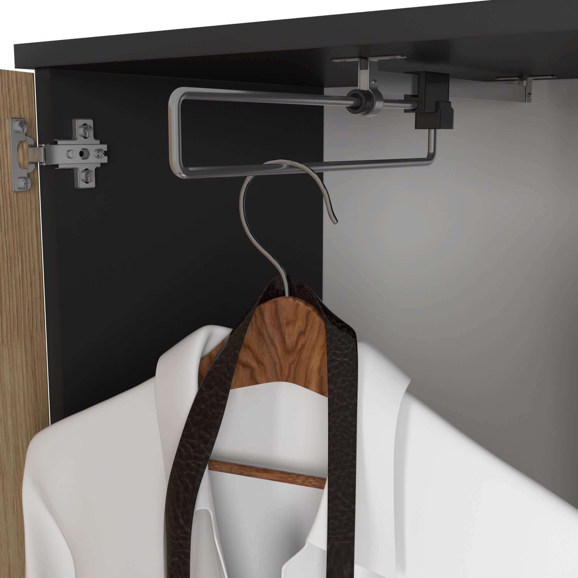 AKORD Ensemble de Vestiaire d'Entrée avec Miroir - 95 cm, 3 Portes, 1 Tiroir, 7 Étagères - Meuble d'Entrée - Optimum pour Petits Espaces - Couloir ou Entrée Étroit - Noir & Chêne-Artisanalal