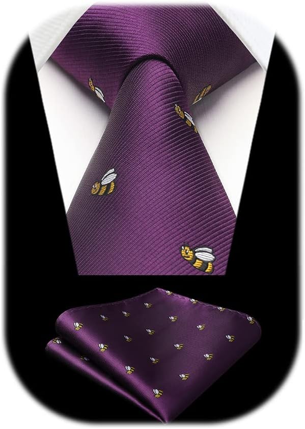 Men's Animal Pattern Ties Wedding Tie Handkerchief Fashion Print Business Necktie & Pocket Square Set