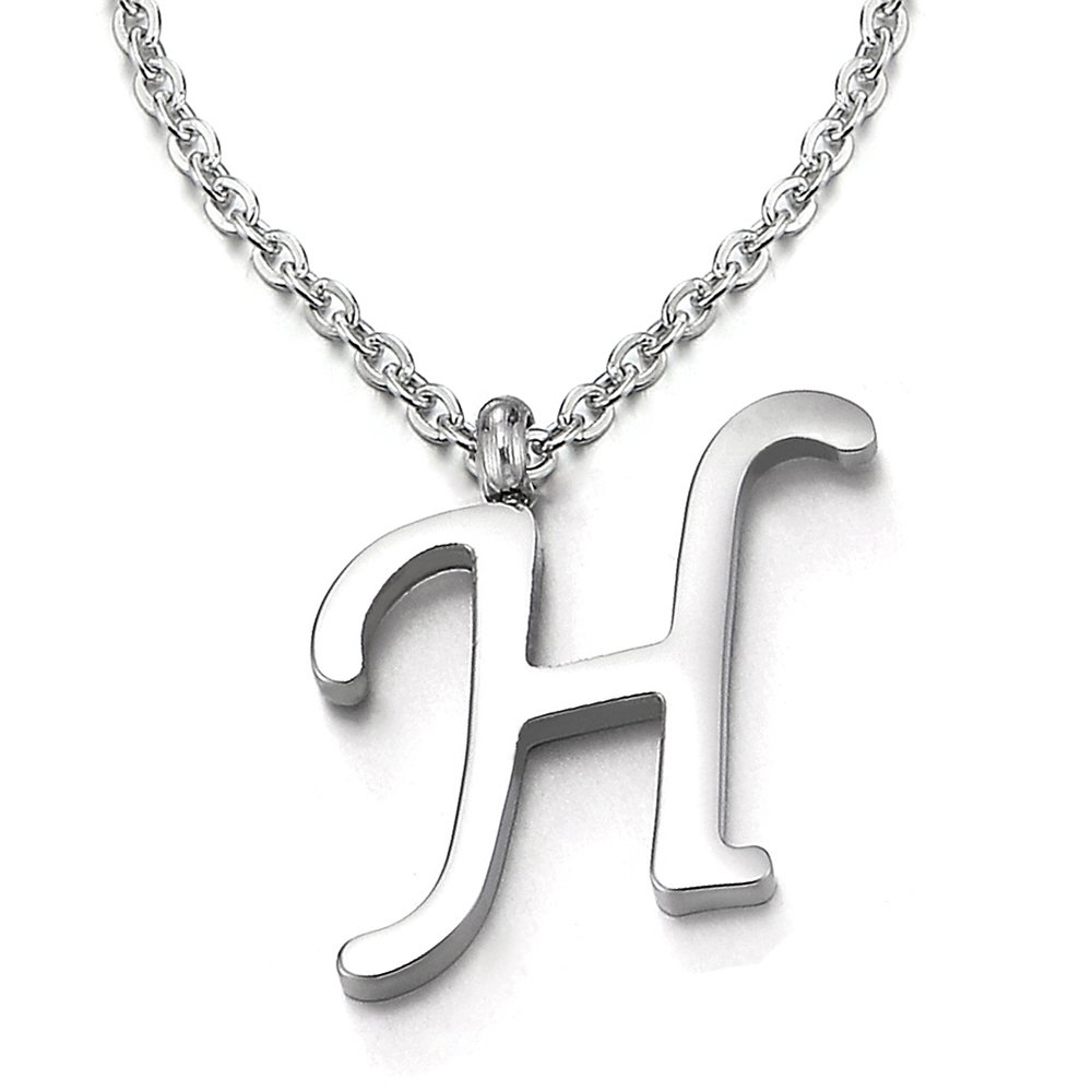 Nombre Inicial Letra del Alfabeto A Colgante, Collar de Mujer Hombre, Acero Inoxidable,50cm Cadena Cuerda — view 10