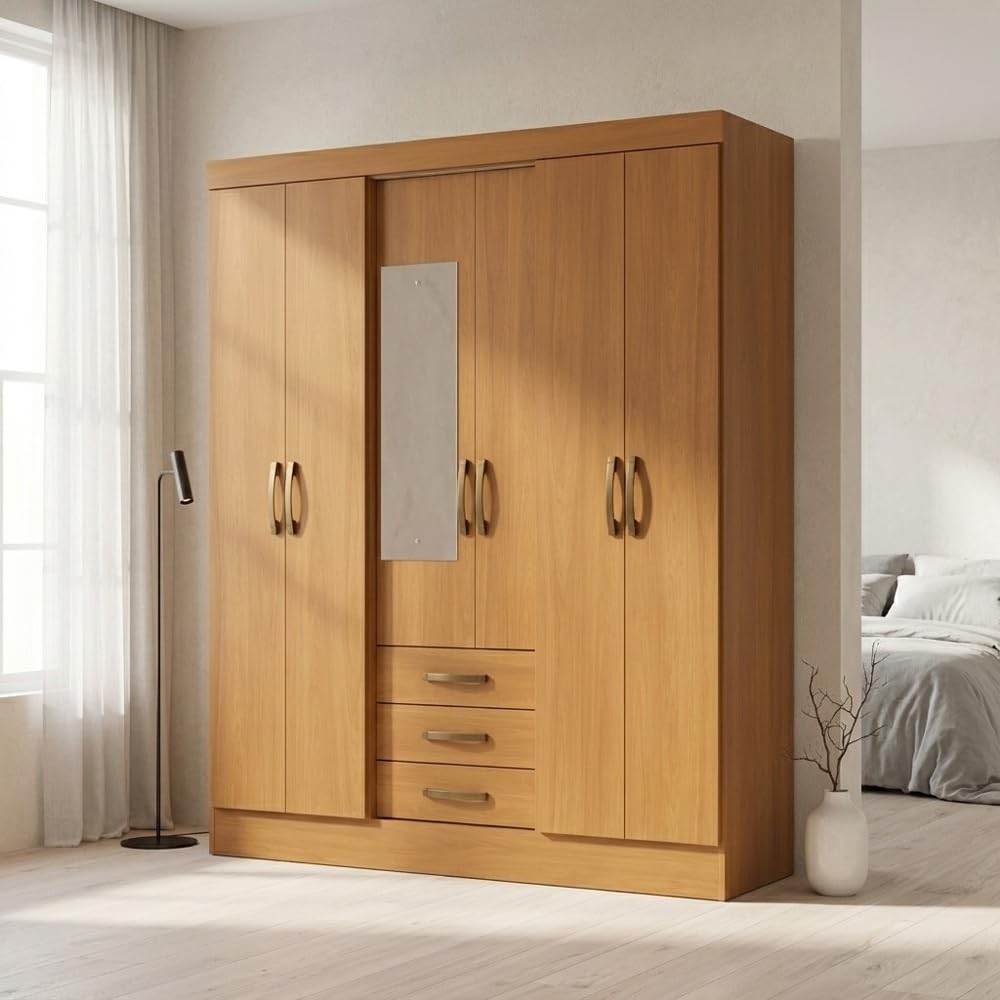 Armario Infantil Antares con Espejo, 6 Puertas y 3 Cajones – Moderno y Funcional - Blanco