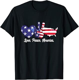 Sponsored Ad - Peace Love America 4th Of July Shirt Women American Flag USA T-Shirt