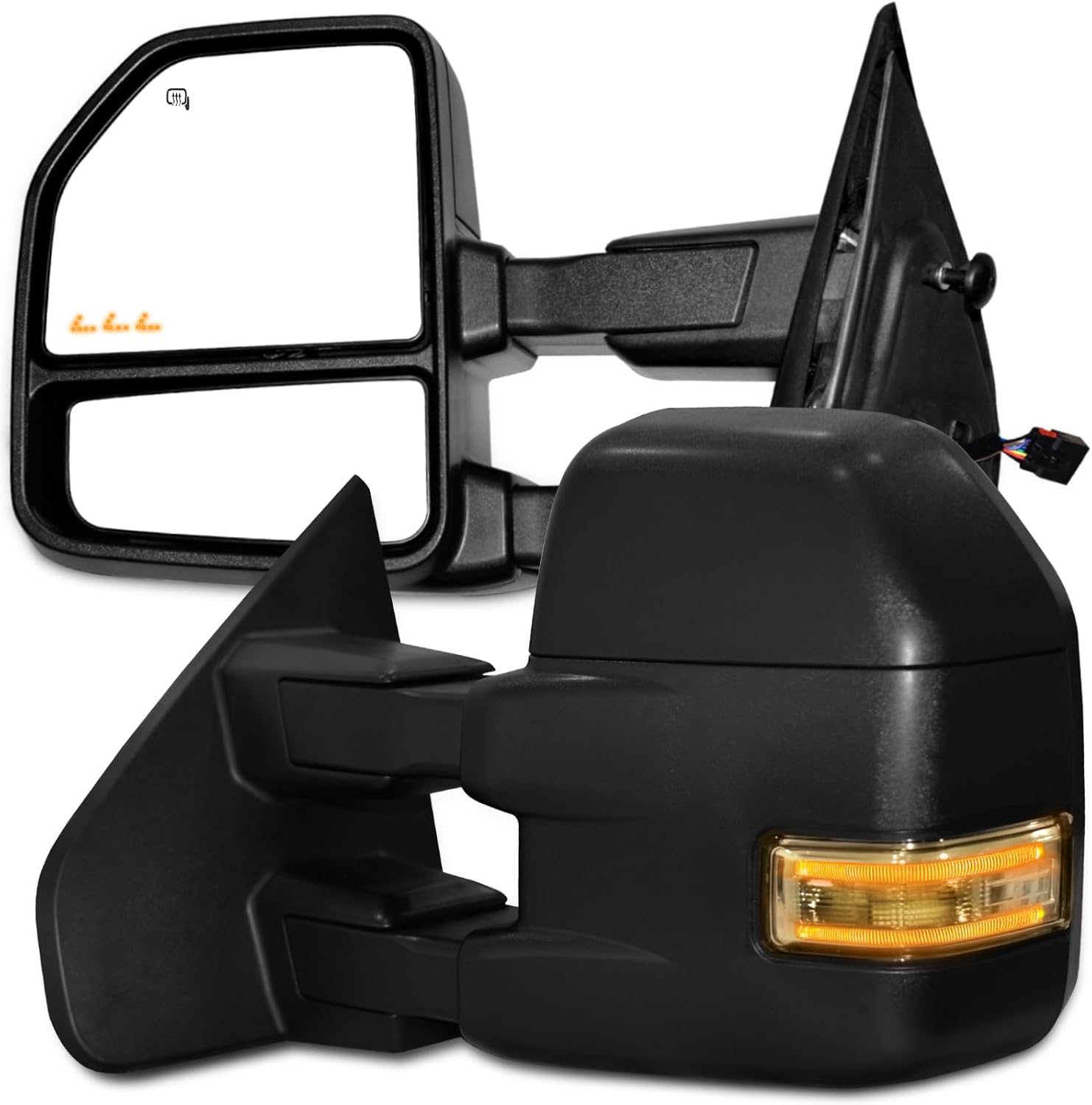 AERDM Tow Mirrors Compatible with 2004-2014 Ford F150 F-150 Pickup Truck Trailer Towing Side Mirrors w/Power Heated Defrost Glass Turn Signal Running Light, Puddle Lamp Driver&Passenger Sides