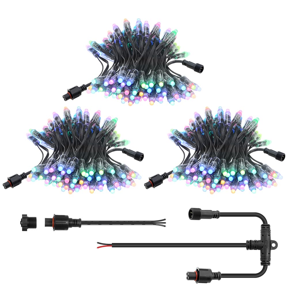 Photo 1 of ALITOVE 12V WS2811 Pixels String xConnect 300pcs Addressable RGB IC LED Bullet Pixel Outdoor Lights 12mm Color Chasing Waterproof IP68 for Halloween Christmas Billboard House Decor