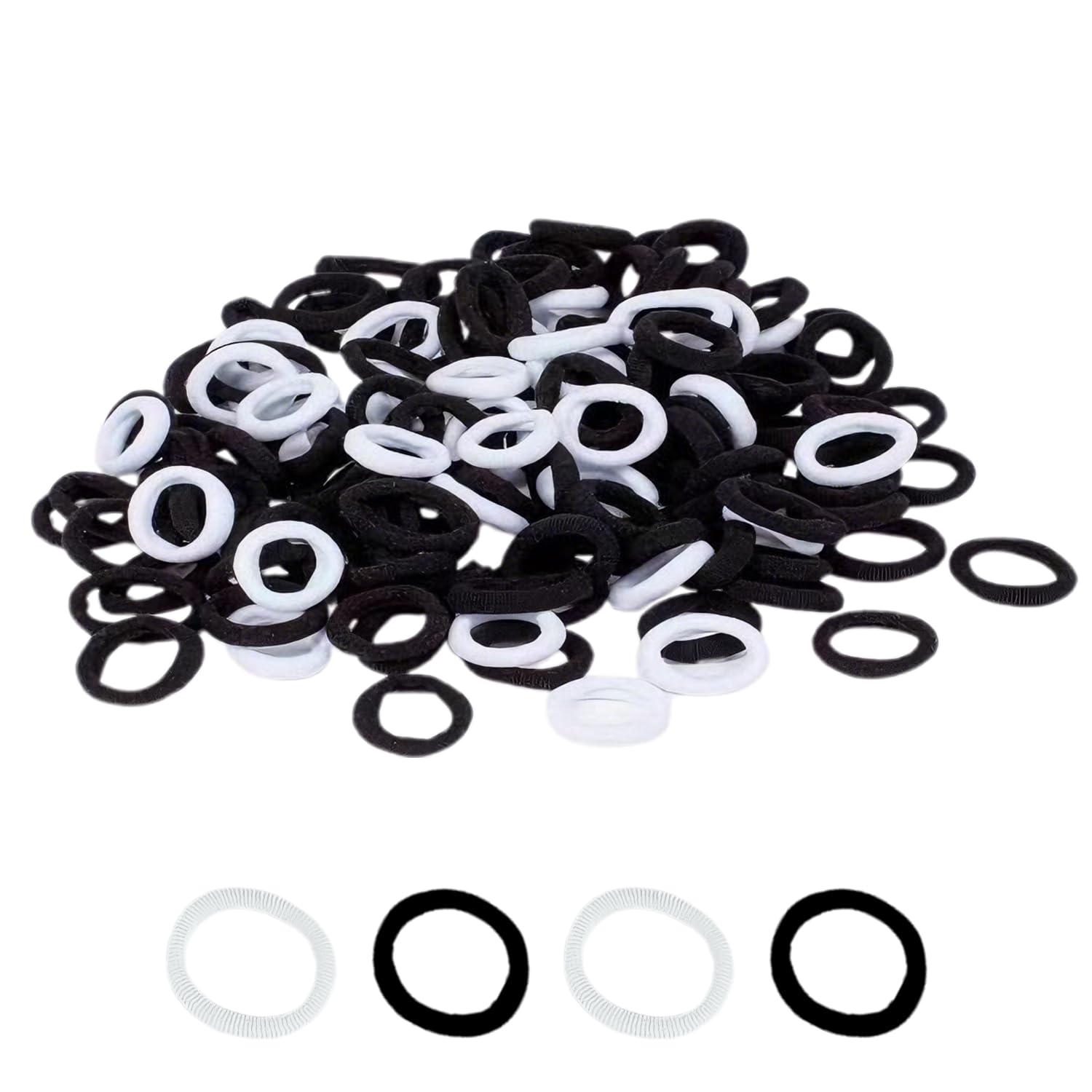 300 Stück Baby Haargummis, Süße elastische Zopfhalter 20mm für Mädchen, Kinder, Babys, Kleinkinder (Schwarz, Weiß)