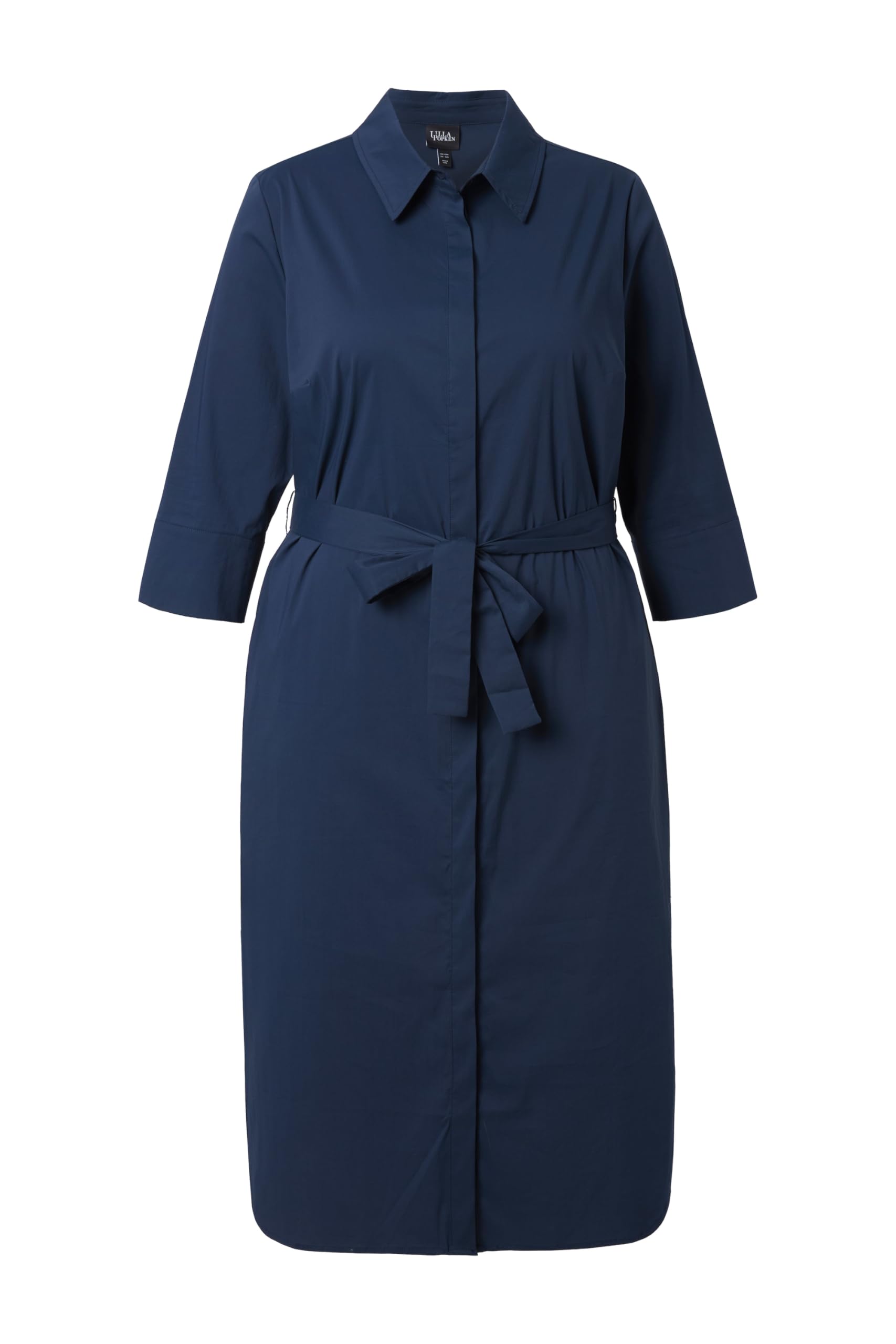 Ulla Popken Damen große Größen Übergrößen Plus Size Hemdblusenkleid, A-Linie, Gürtel, Hemdkragen, 3/4-Arm 815217