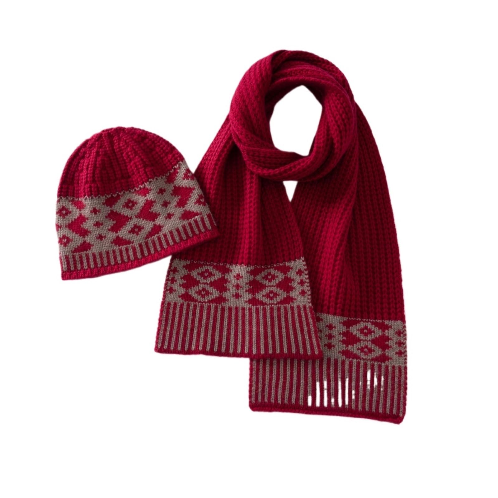 Genérico Conjuntos de gorro y bufanda for mujer, punto grueso cálido con retazos, informal, for exteriores, for invierno